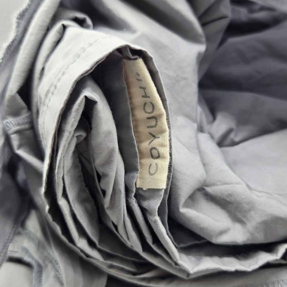 Coyuchi 100% Organic Percale Cotton Cal-King Sheet Set Steel Blue 300TC GOTS New - Picture 5 of 6